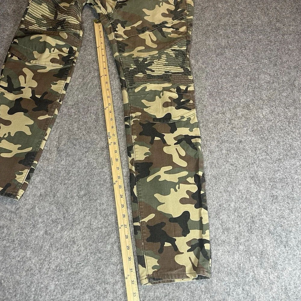 TRUE RELIGION Rocco Jeans Mens 34x32 Green Moto Camo Relaxed Skinny Streetwear